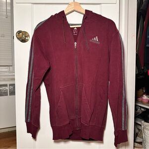 Adidas Men's Maroon Zip-Up Sweater